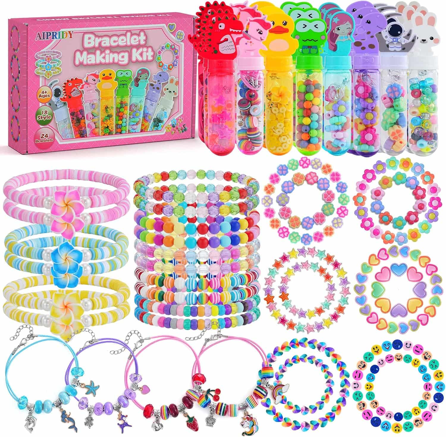 kit creativo de cuentas y fabricación de pulseras con dijes de animales para niños