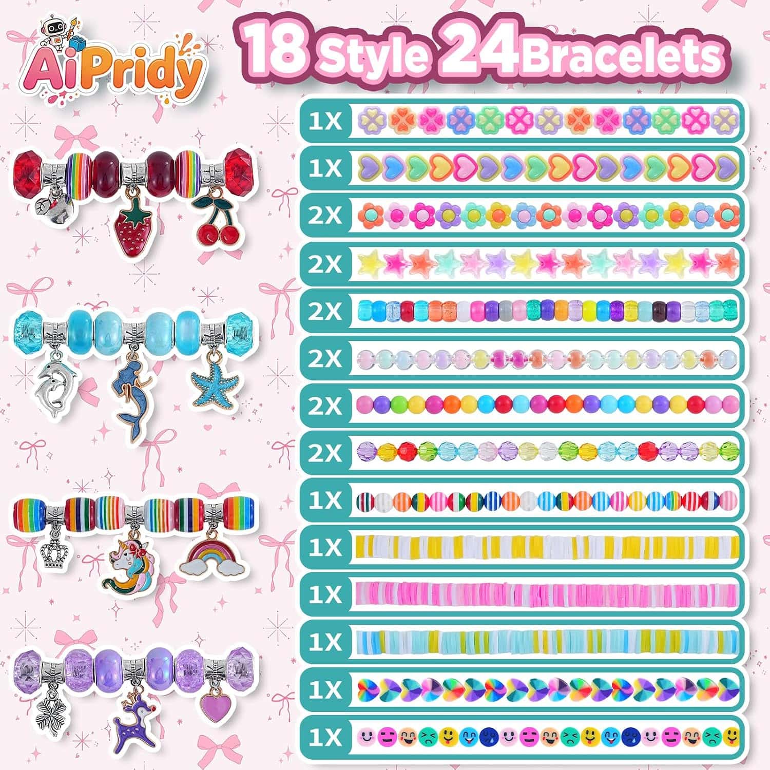 kit creativo de cuentas y fabricación de pulseras con dijes de animales para niños