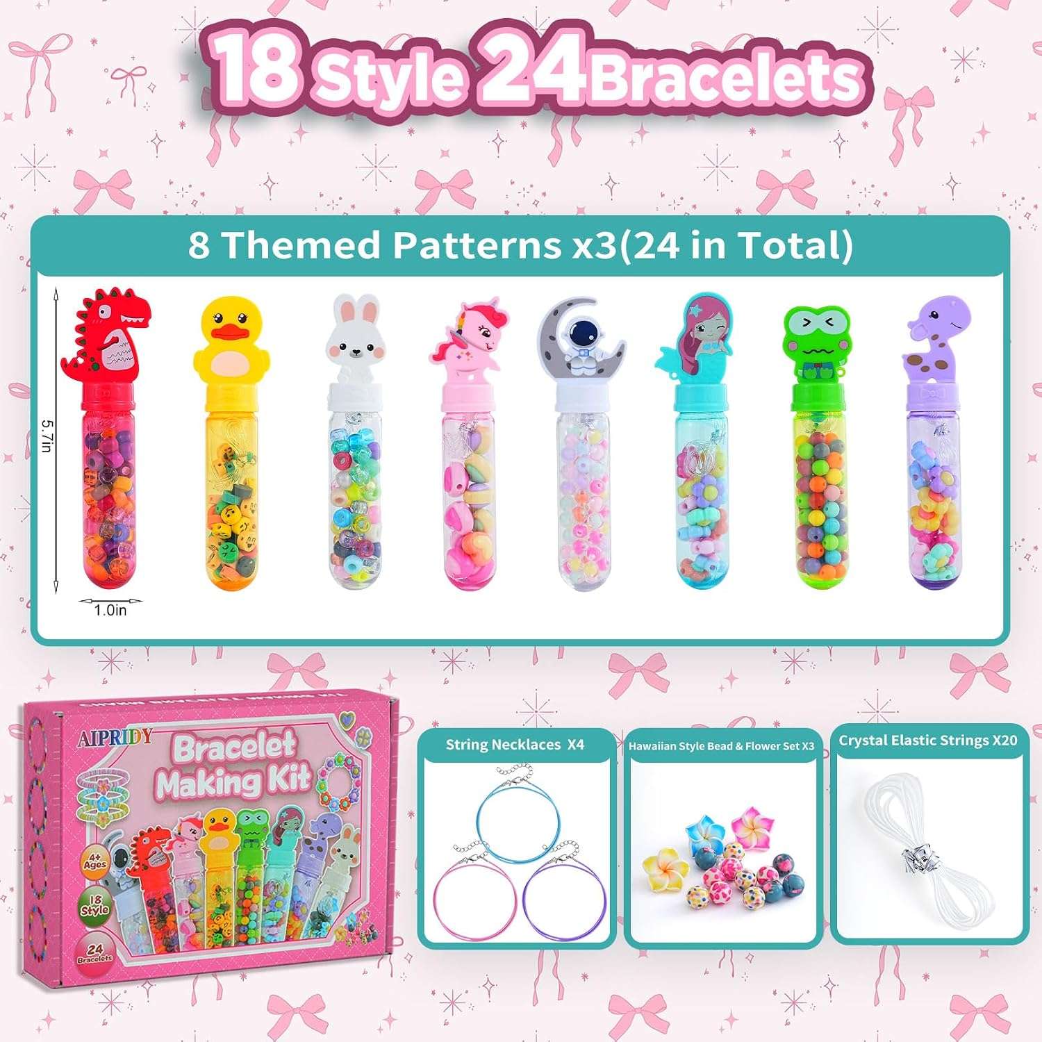 kit creativo de cuentas y fabricación de pulseras con dijes de animales para niños