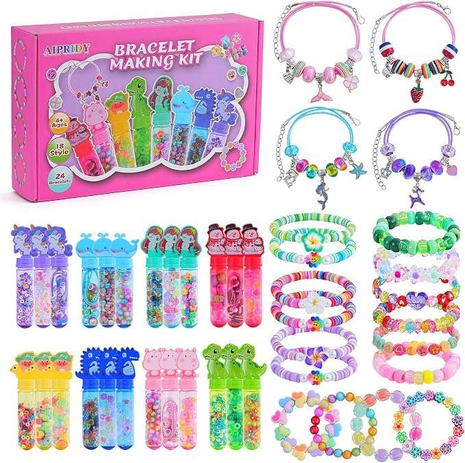 kit creativo de cuentas y fabricación de pulseras con dijes de animales para niños