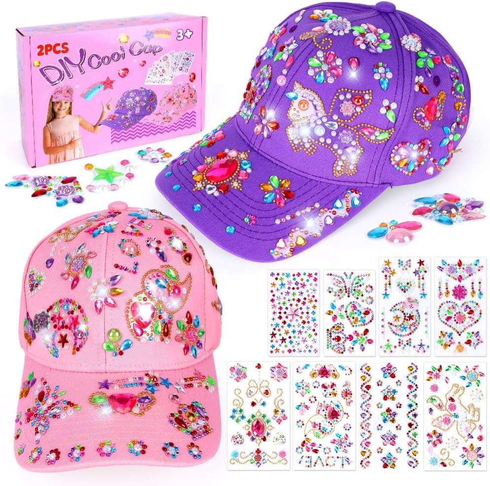 kit de gorras de béisbol para decorar con calcomanías de diamantes brillantes para niñas