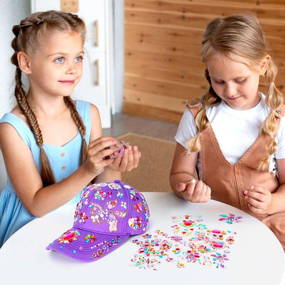 kit de gorras de béisbol para decorar con calcomanías de diamantes brillantes para niñas