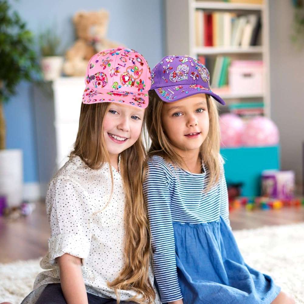 kit de gorras de béisbol para decorar con calcomanías de diamantes brillantes para niñas