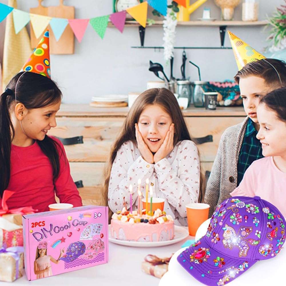 kit de gorras de béisbol para decorar con calcomanías de diamantes brillantes para niñas