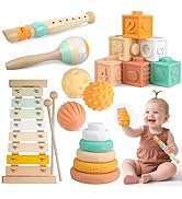 set de instrumentos musicales de madera rosa estilo Montessori para niñas y bebés