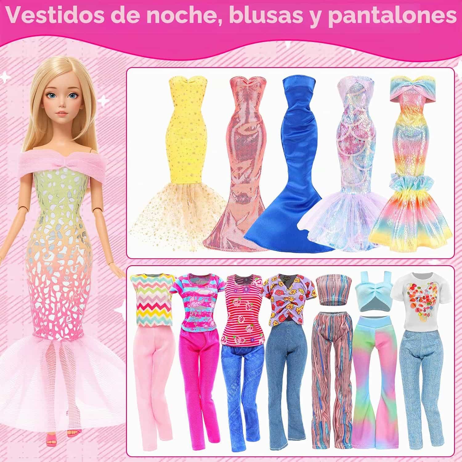 ropa y accesorios surtidos para muñecas con vestidos de novia y zapatos