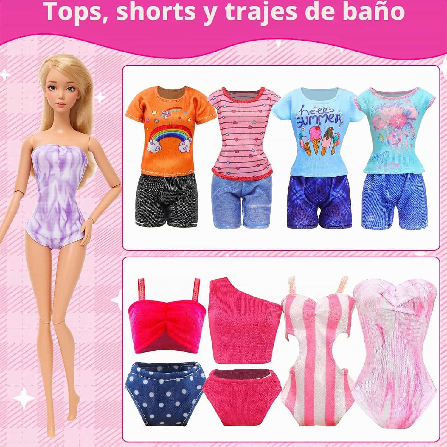 ropa y accesorios surtidos para muñecas con vestidos de novia y zapatos