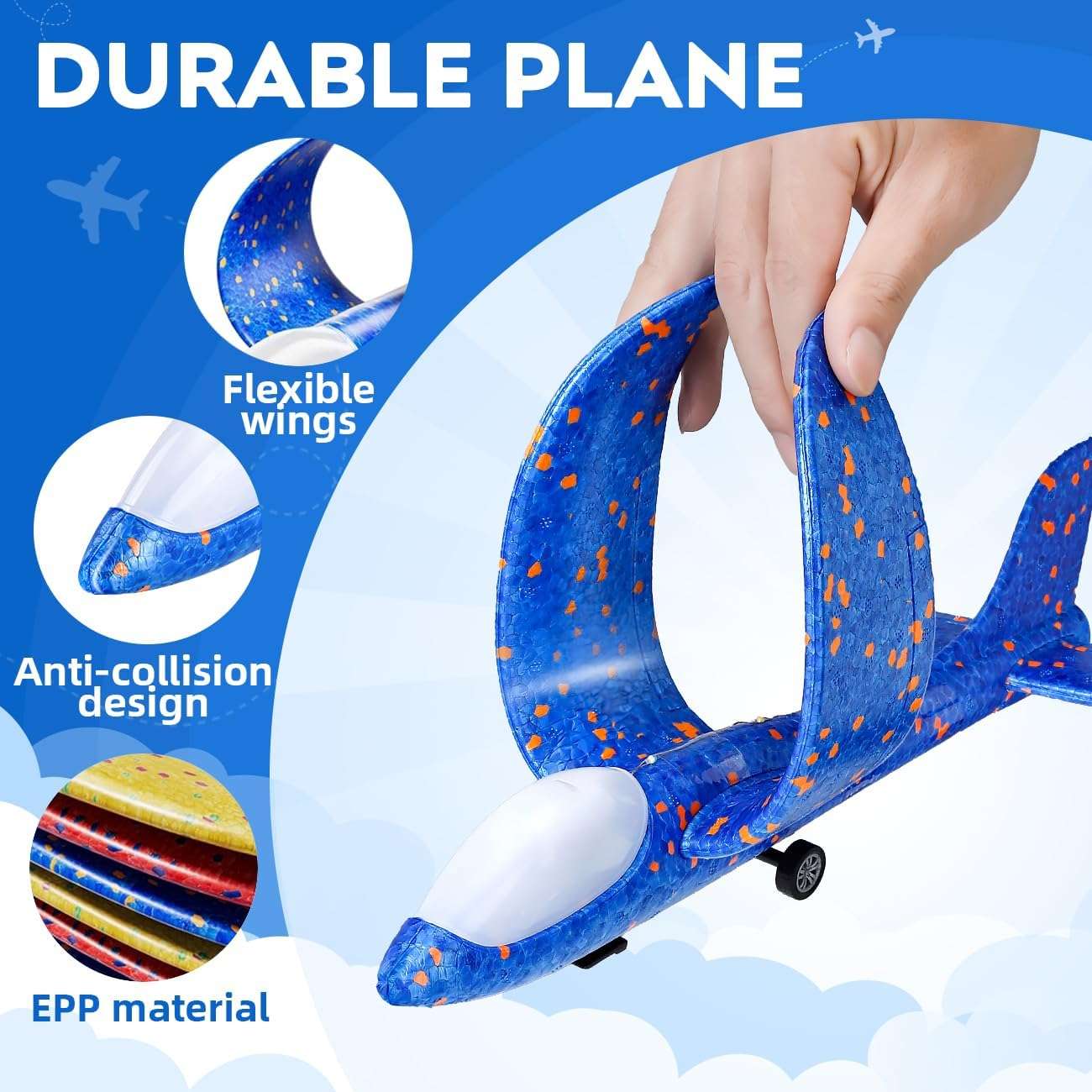 lanzador de avión de espuma con luz led y tres aviones de colores para juegos al aire libre