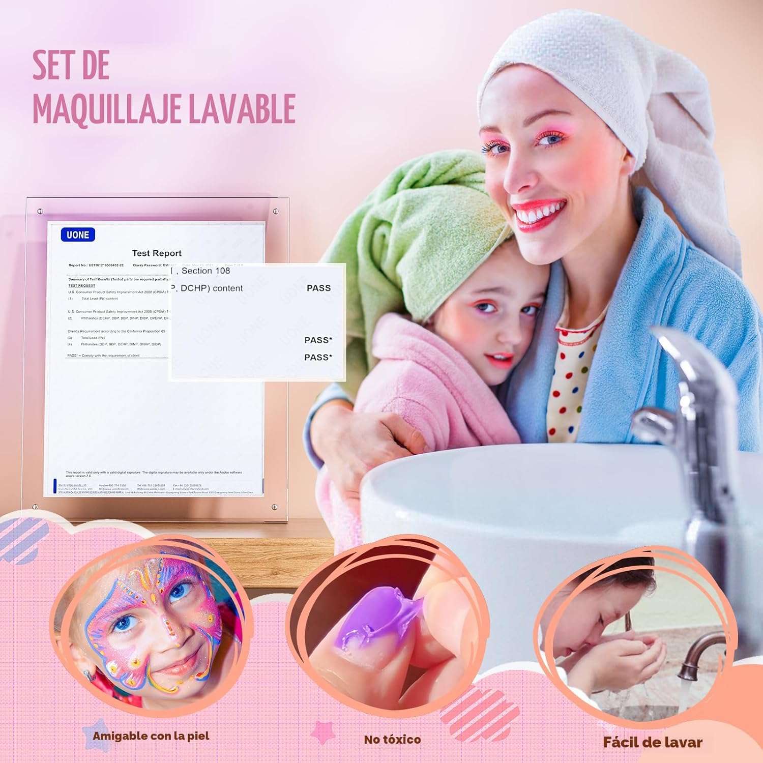 maletín de maquillaje infantil lavable con diseño de caballo volador y accesorios para niñas