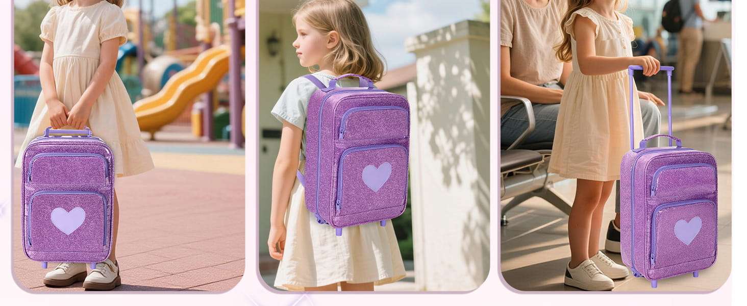 mochila de viaje con ruedas y compartimentos transparentes para muñecas