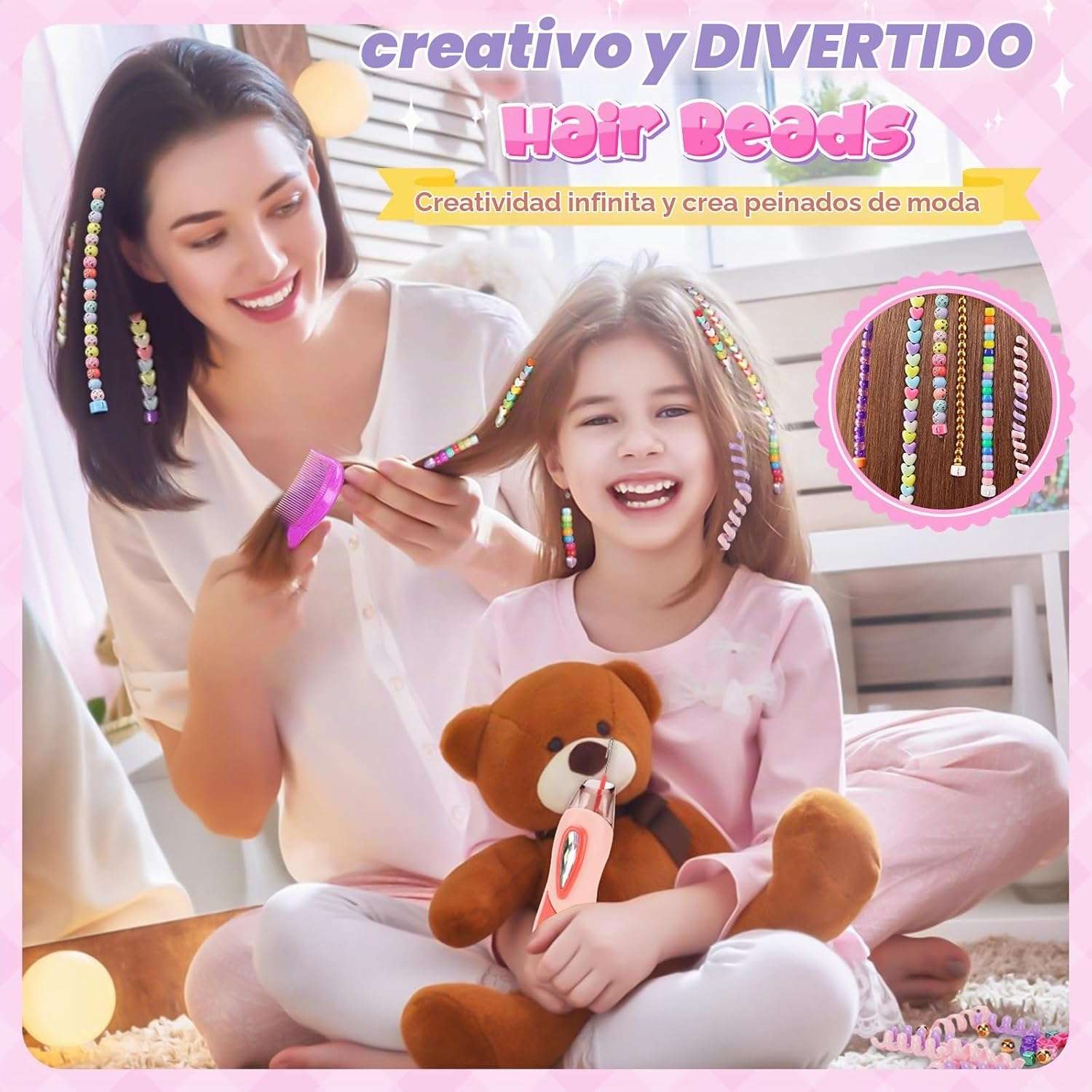 máquina trenzadora de pelo con cuentas coloridas y accesorios para peinados de niñas