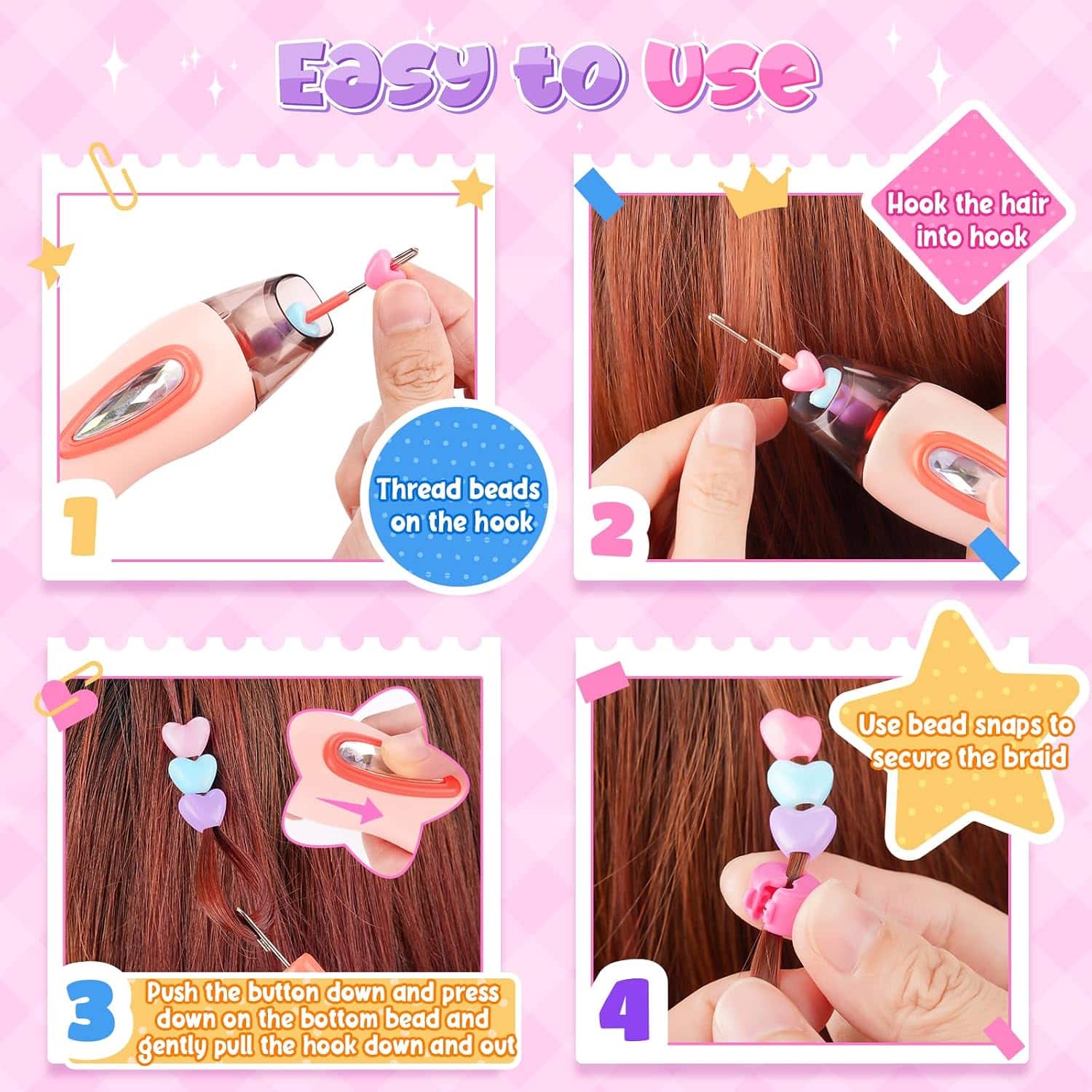 máquina trenzadora de pelo con cuentas coloridas y accesorios para peinados de niñas