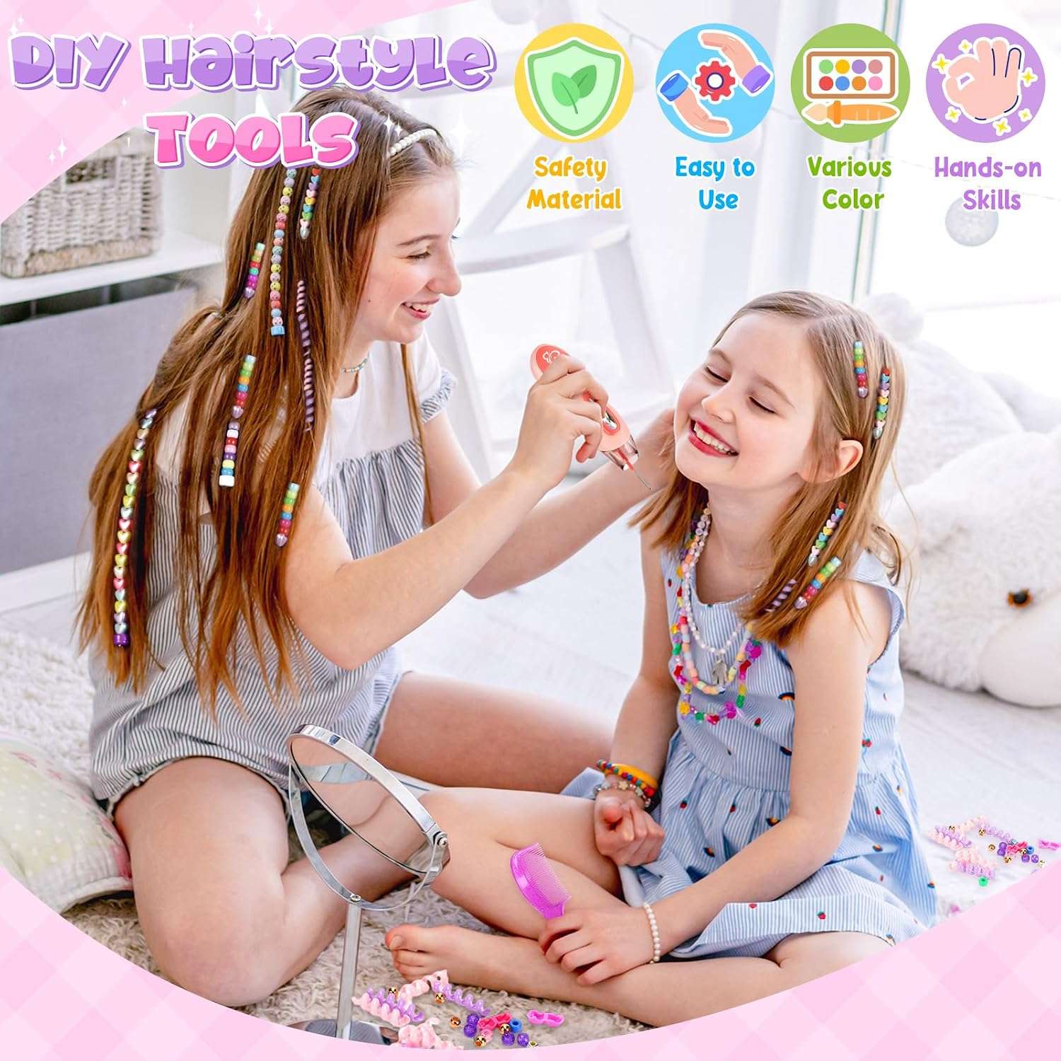 máquina trenzadora de pelo con cuentas coloridas y accesorios para peinados de niñas