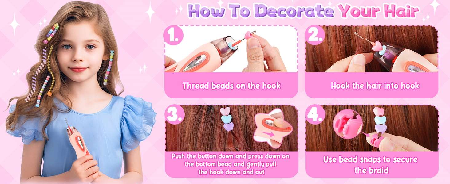 máquina trenzadora de pelo con cuentas coloridas y accesorios para peinados de niñas