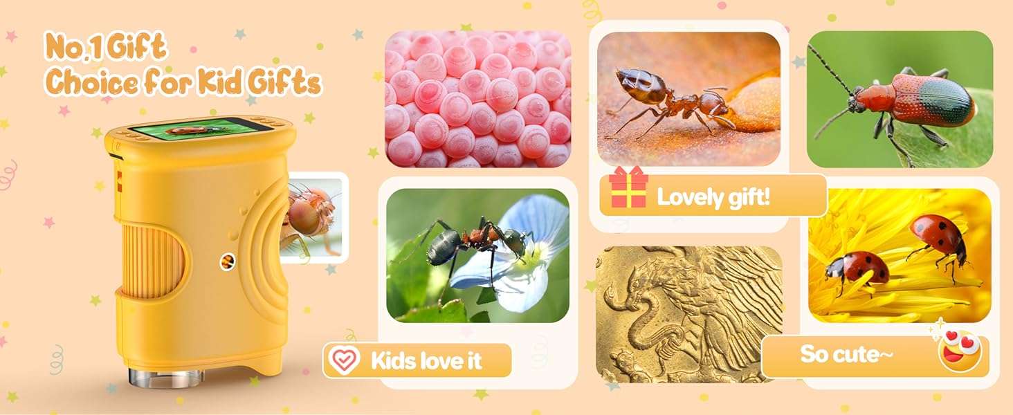 microscopio digital de mano con pantalla ips de 2 pulgadas y aumento de 1000x para niños