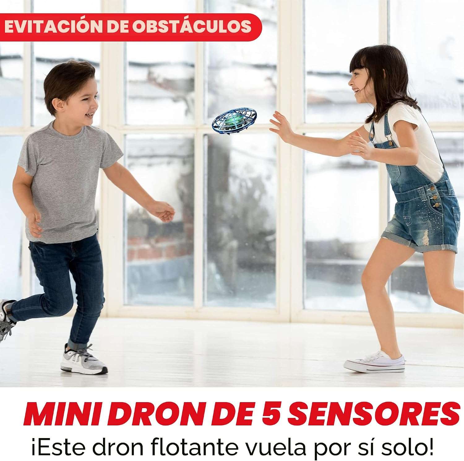mini dron de mano operado por sensores con luces led y carcasa protectora de malla Force1 Scoot