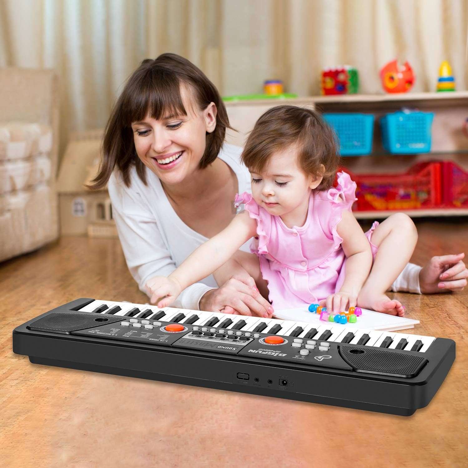 teclado de piano eléctrico de 49 teclas con micrófono y función de grabación para niños