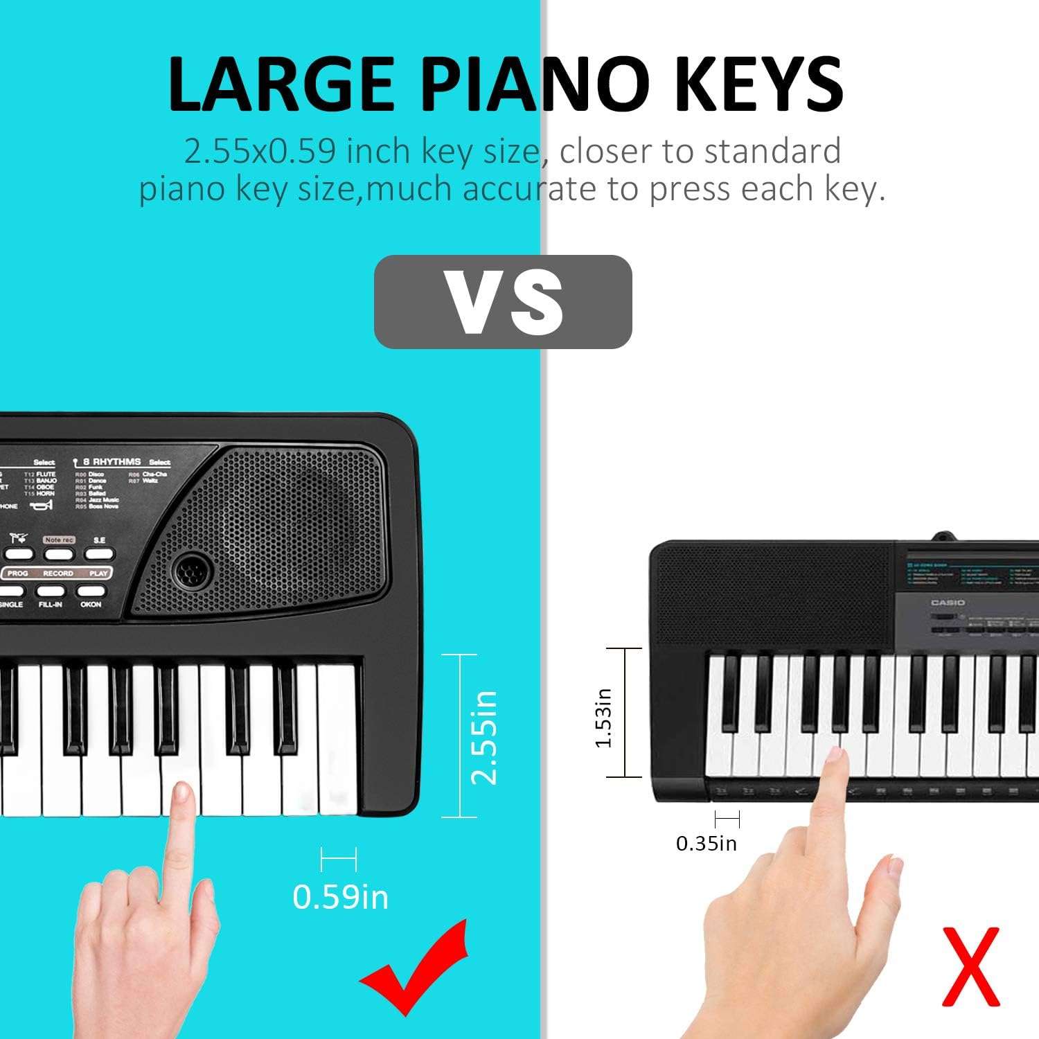teclado de piano eléctrico de 49 teclas con micrófono y función de grabación para niños