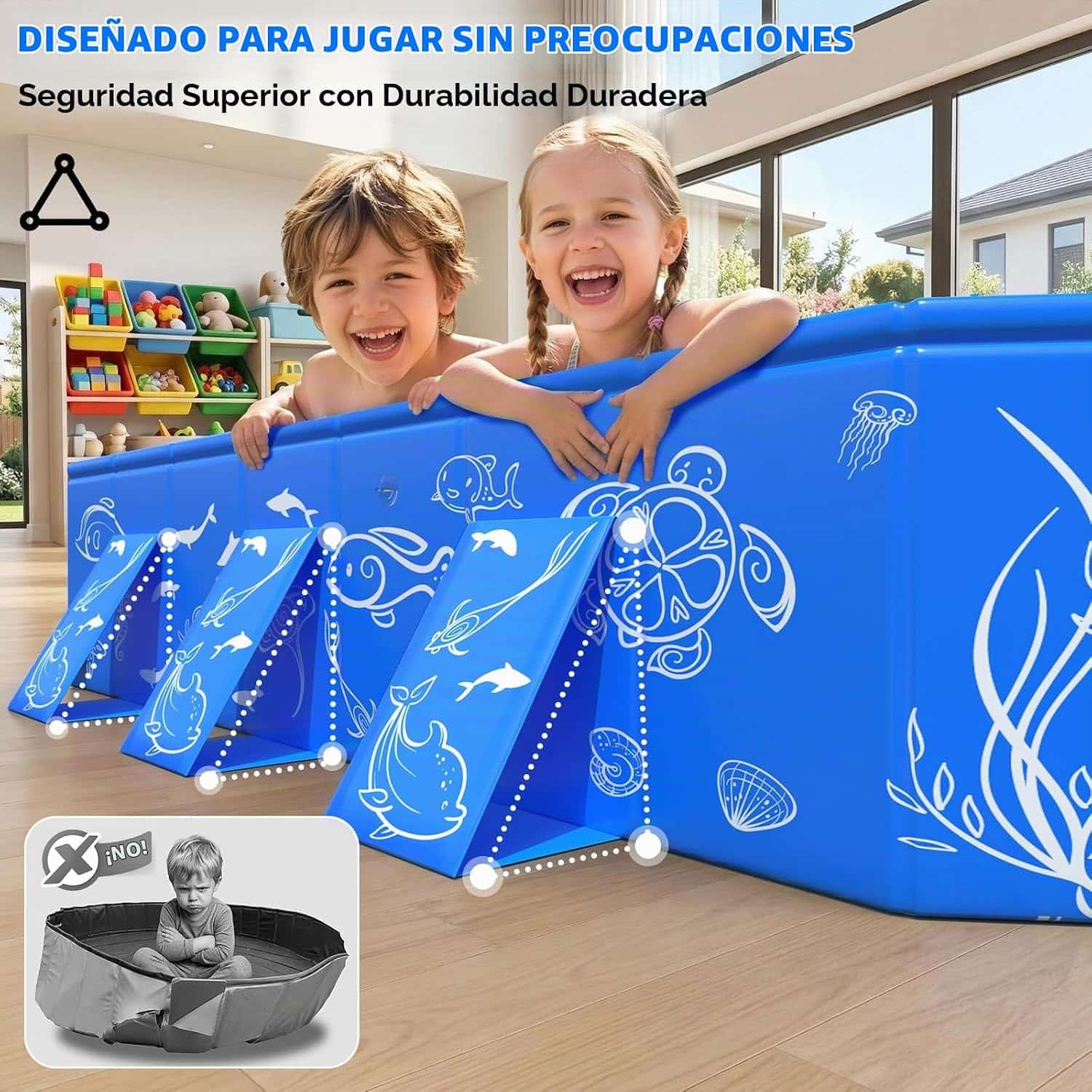 piscina infantil plegable con toldo desmontable y protección solar para niños en el patio