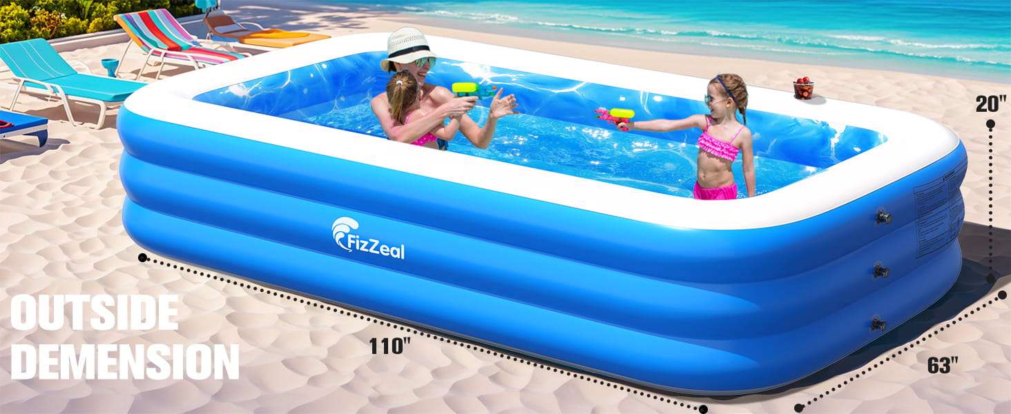 piscina inflable familiar con luces led, asientos integrados y portavasos para patio