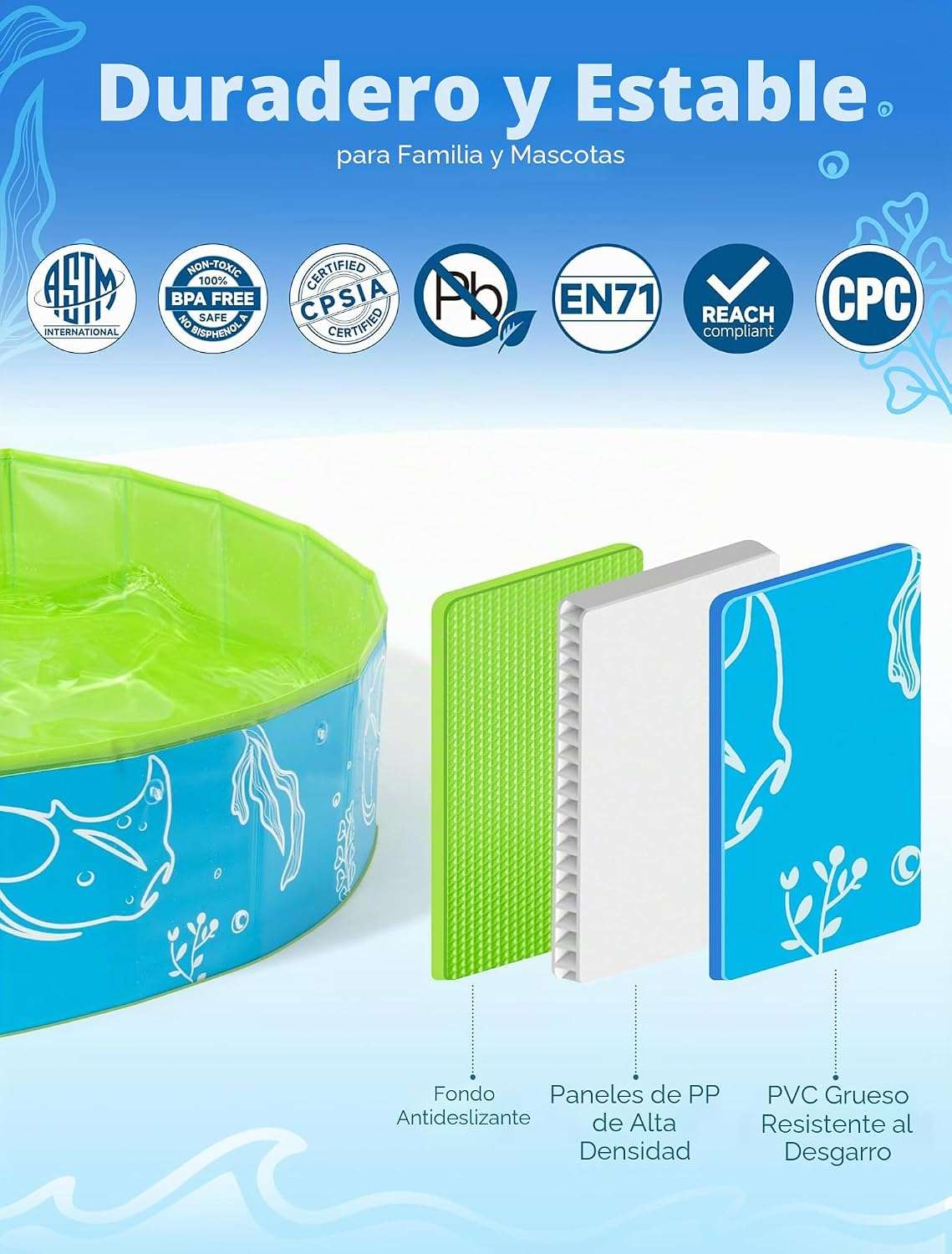 piscina infantil plegable de 119 cm con toldo parasol azul y verde para niños