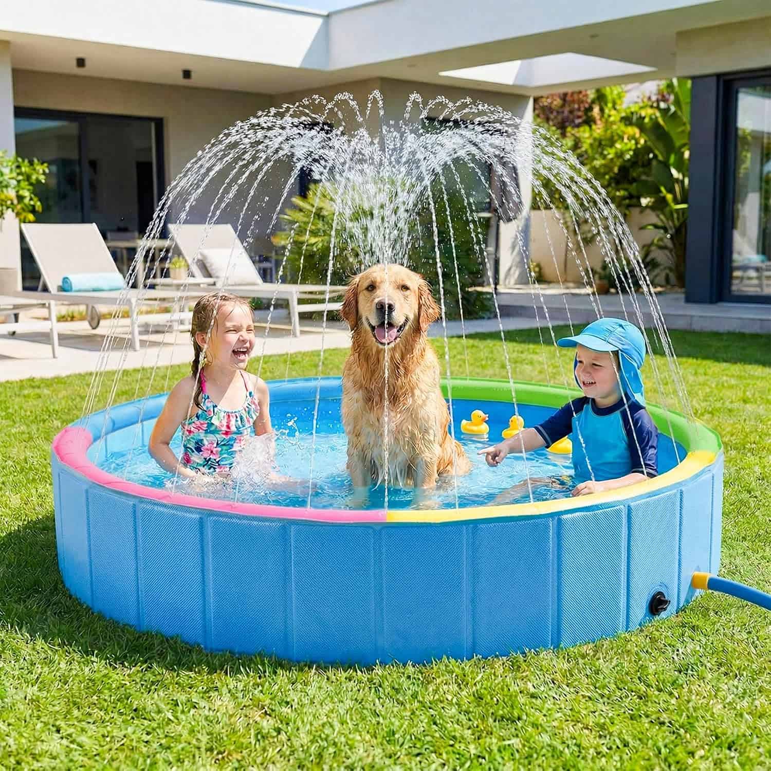 piscina infantil plegable de 122 cm con toldo protector UV para playa y jardín