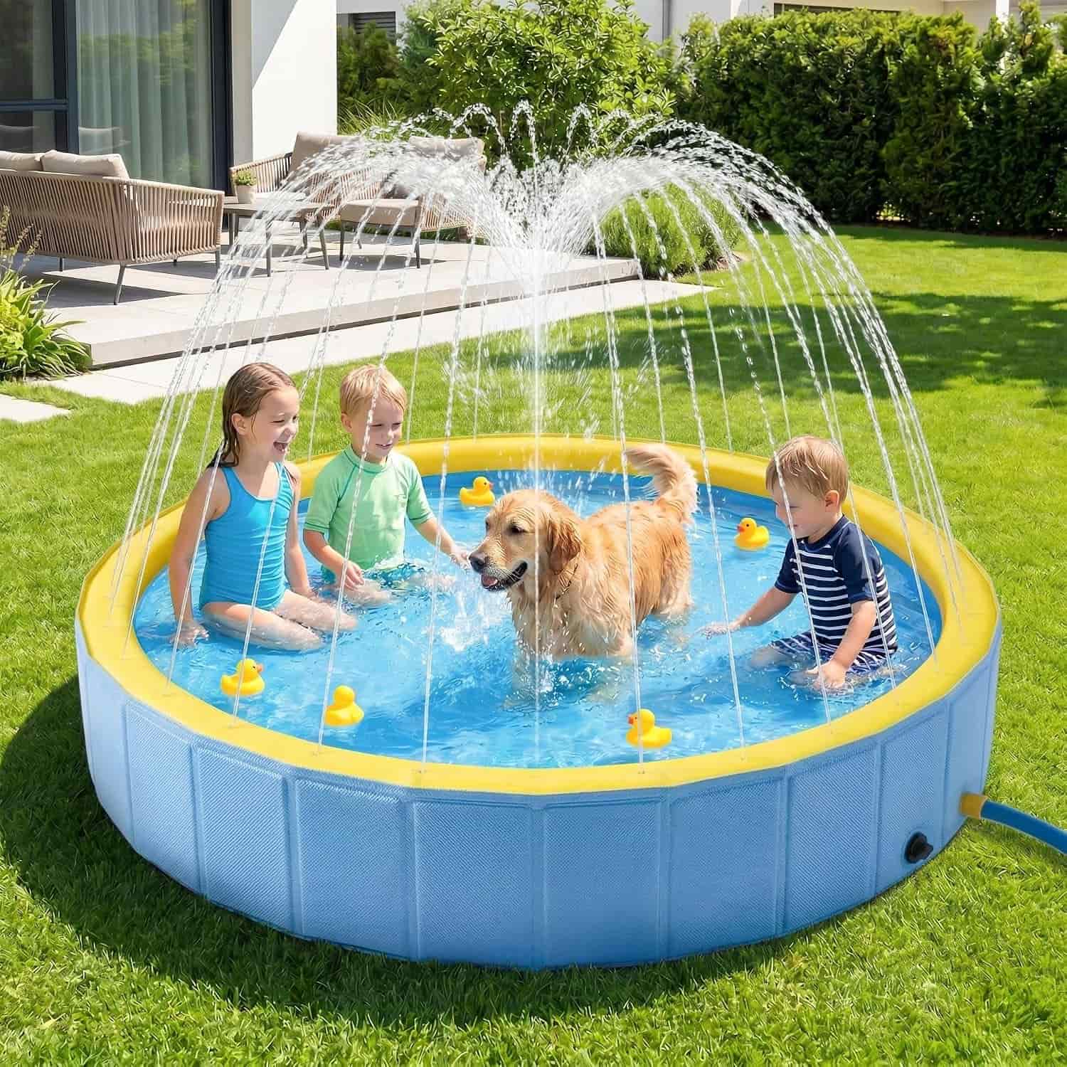 piscina infantil plegable de 122 cm con toldo protector UV para playa y jardín