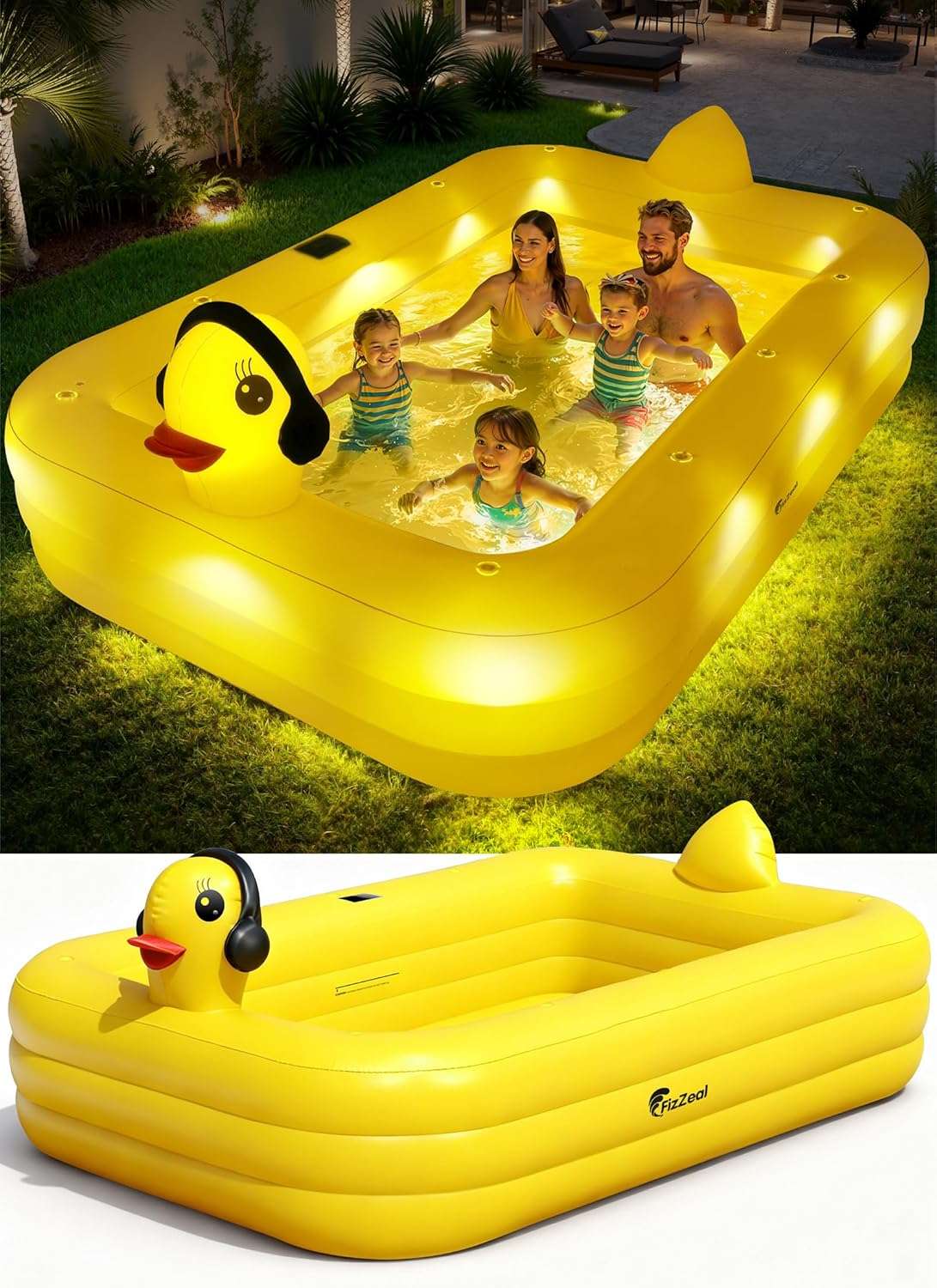 Piscina Inflable Con Luces Solares Y Diseño De Pato 254x160x55 cm - Imagen 12