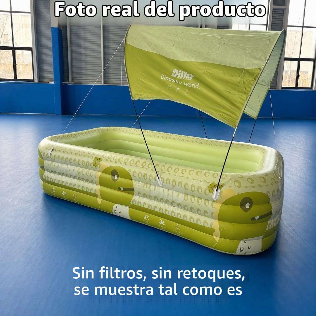 piscina inflable familiar verde de 304 cm con toldo desmontable para patio