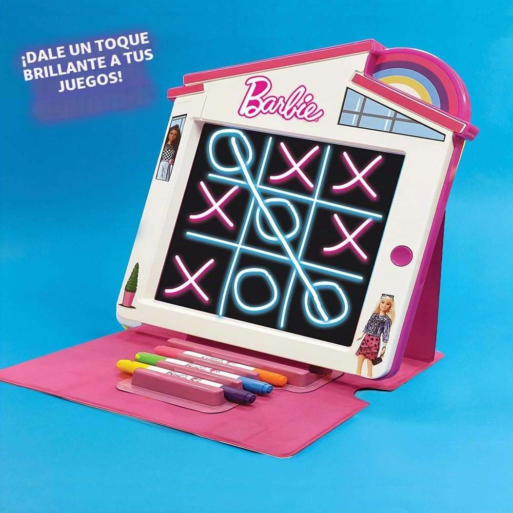 pizarrón de dibujo LED de barbie con luz, estuche de caballete y accesorios