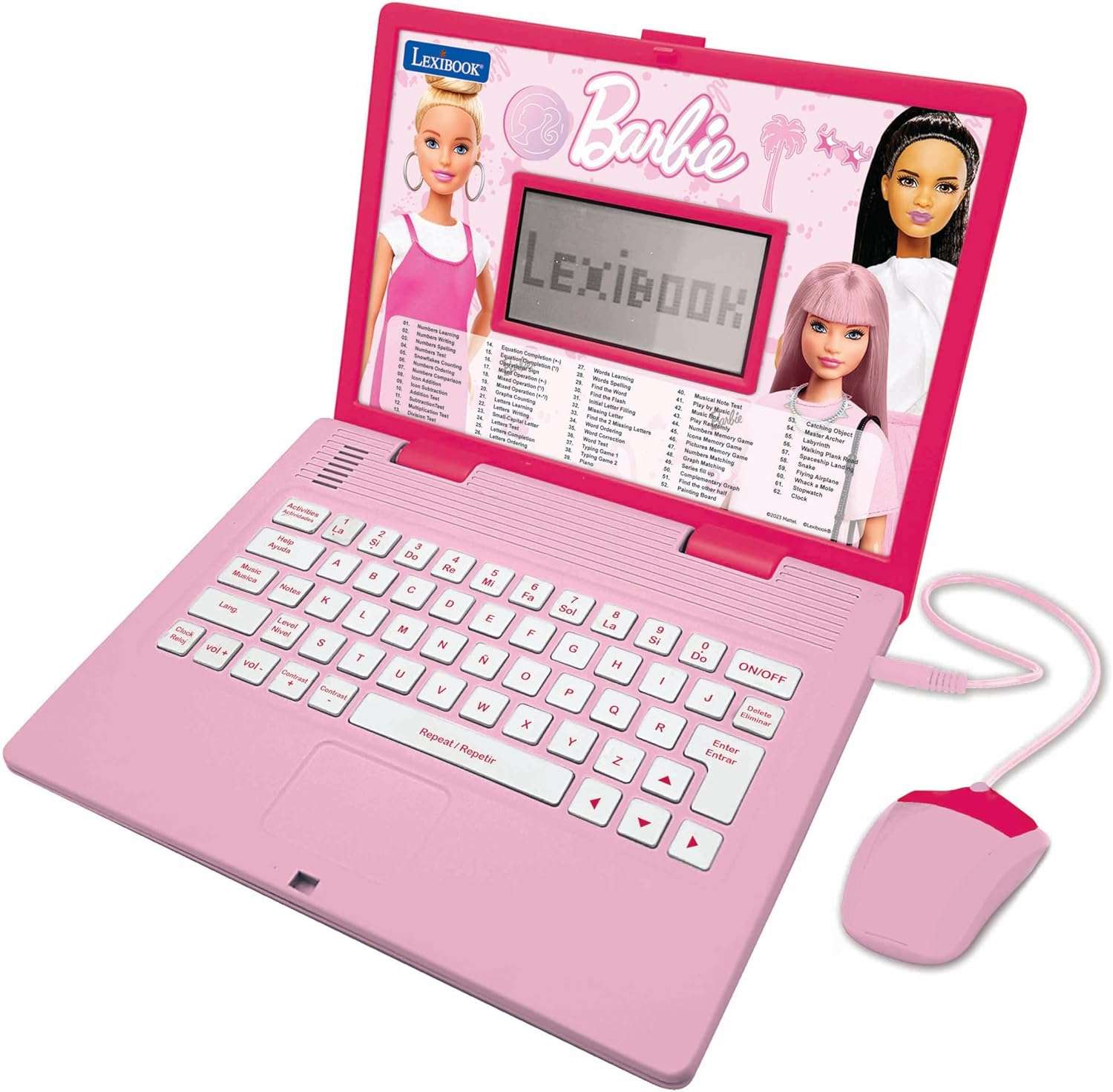 portátil educativo bilingüe de barbie con 124 actividades de aprendizaje