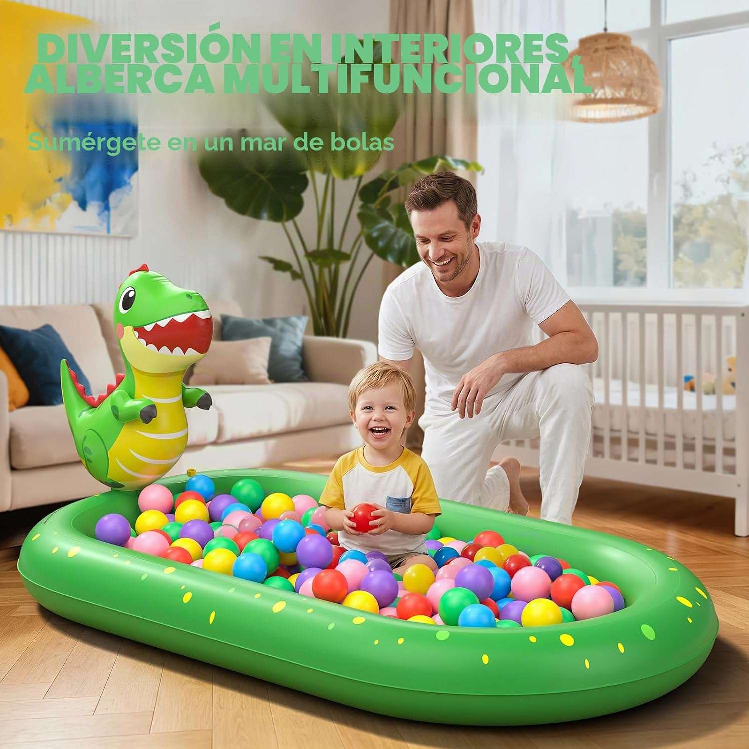 tapete de salpicaduras y piscina infantil con aspersor y diseño de dinosaurio para niños