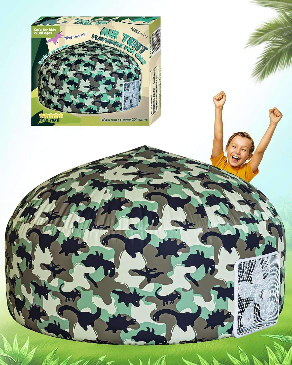 tienda de campaña inflable de aire con diseño marino y oceánico para niños