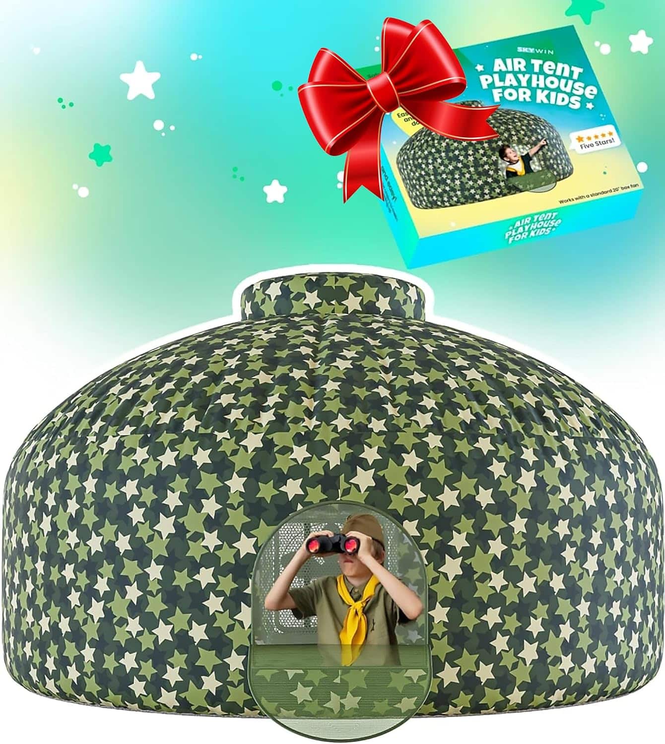 tienda de campaña inflable de aire con diseño marino y oceánico para niños