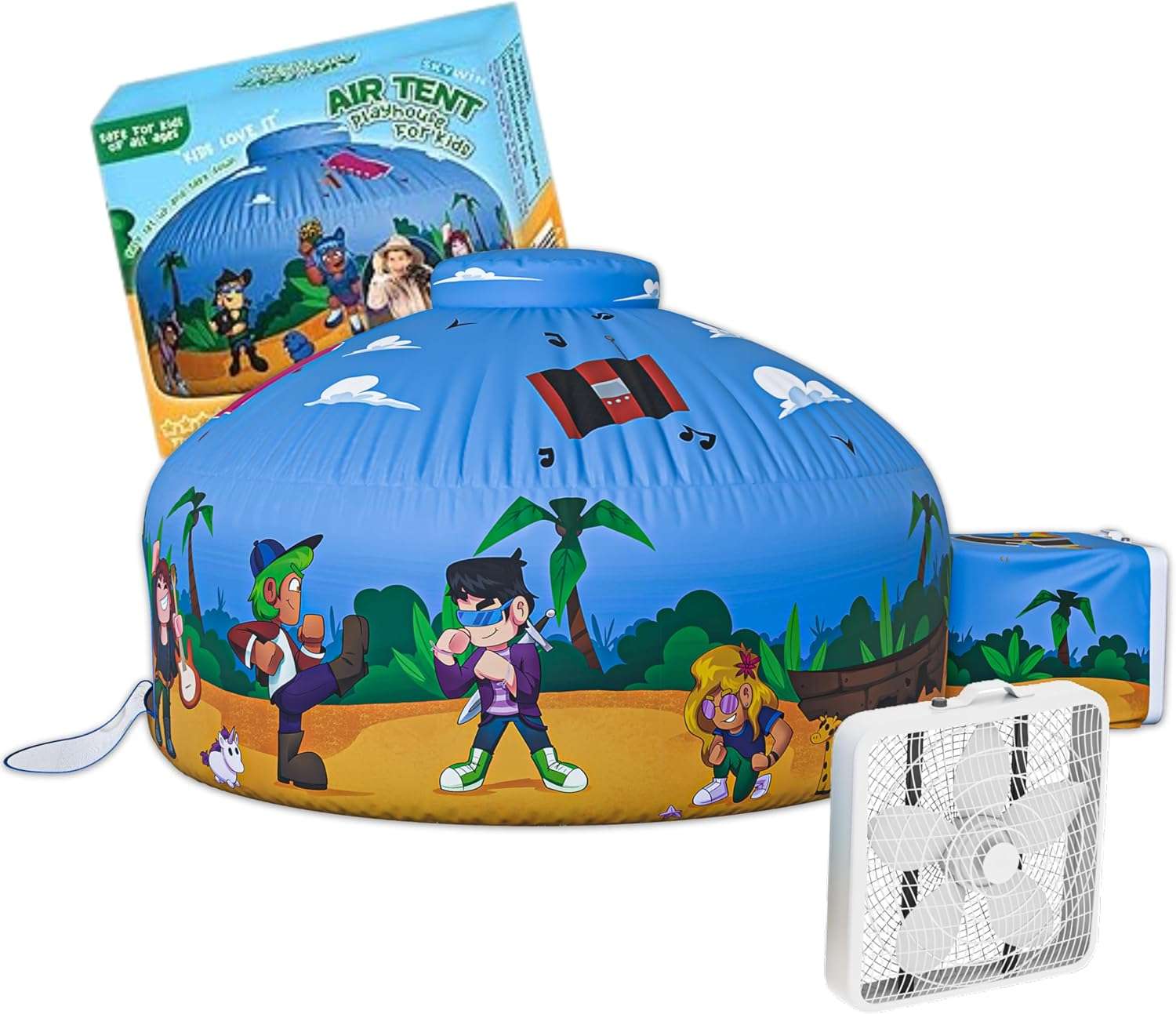 tienda de campaña inflable de aire con diseño marino y oceánico para niños