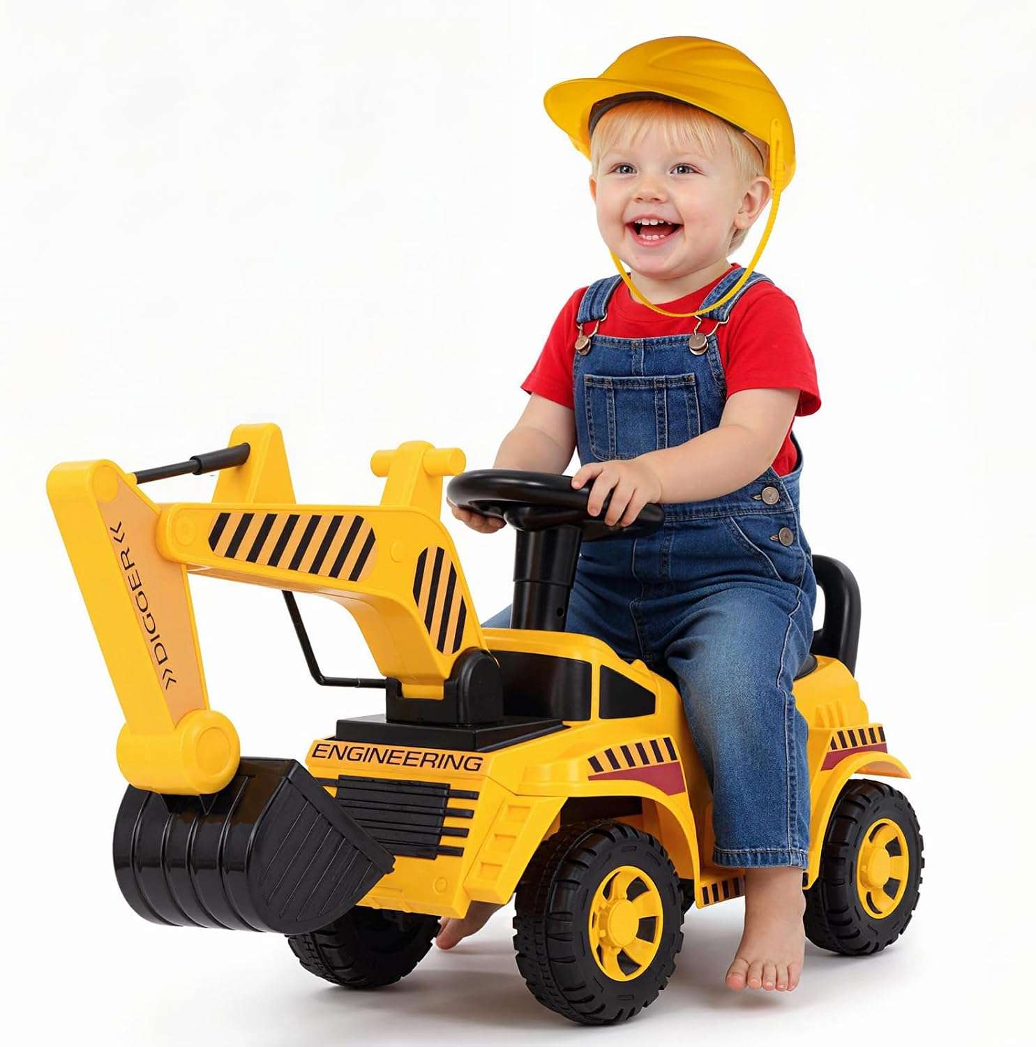 excavadora de juguete montable con pala funcional y almacenamiento para niños pequeños