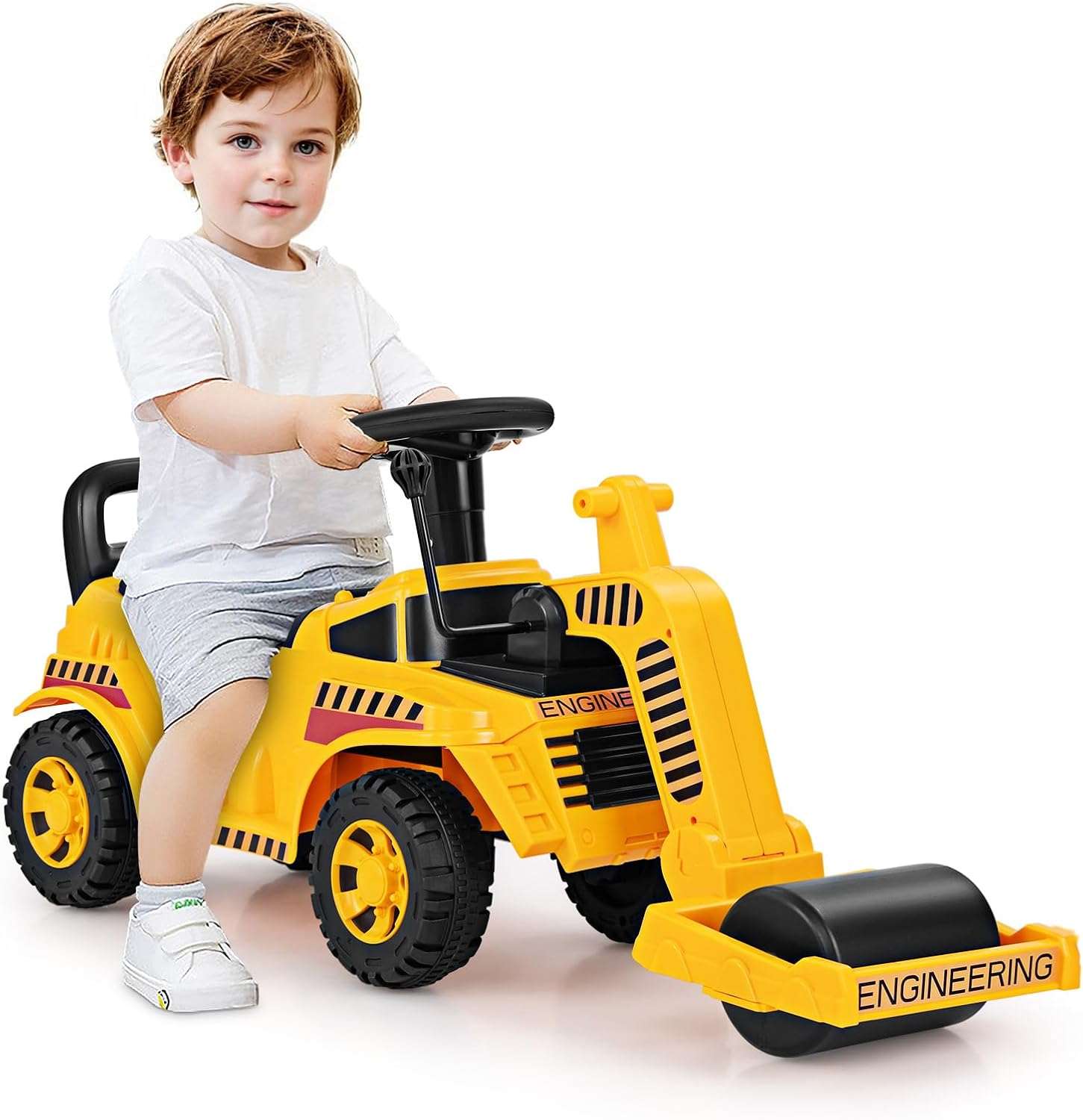 excavadora de juguete montable con pala funcional y almacenamiento para niños pequeños