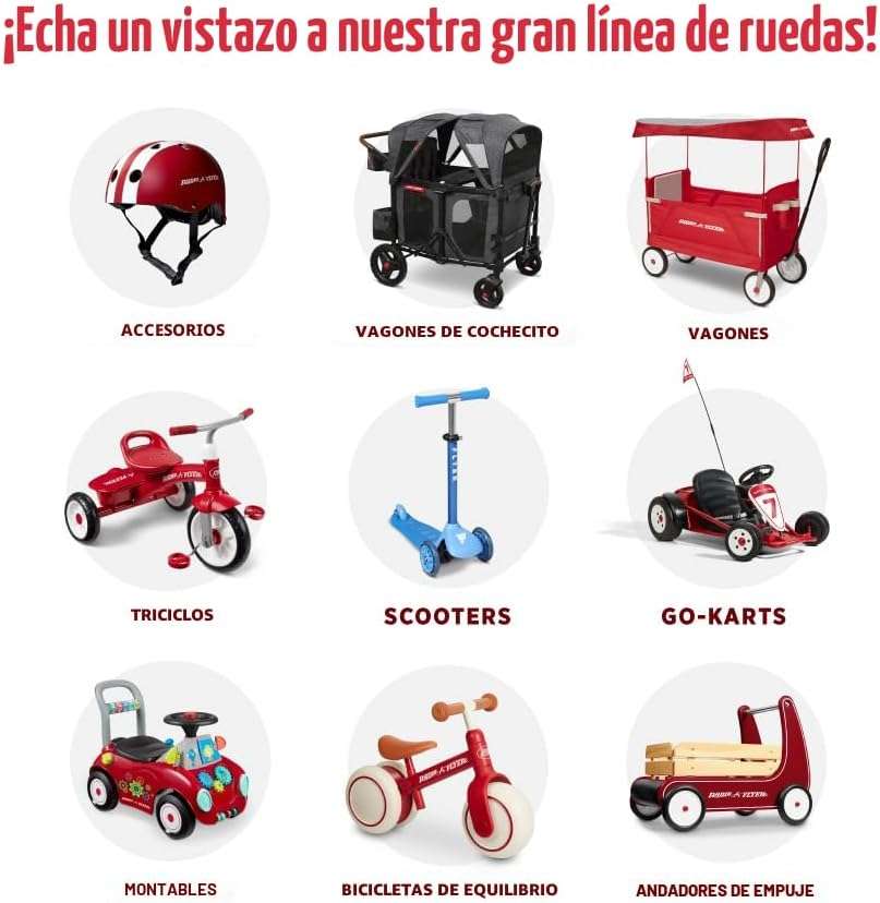triciclo rojo evolutivo 4 en 1 Radio Flyer con toldo y asa de empuje para niños
