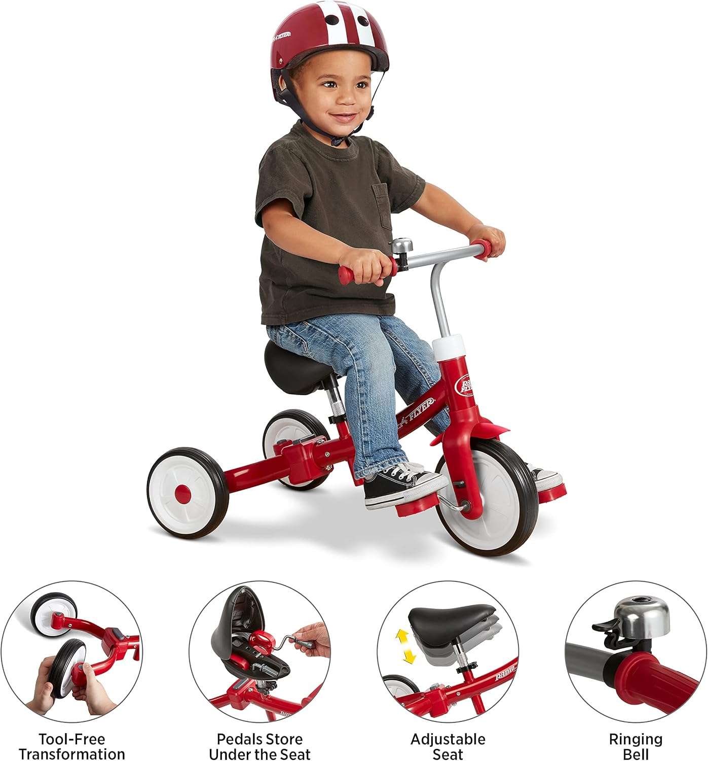 triciclo y bicicleta de equilibrio 3 en 1 Radio Flyer con asiento acolchado