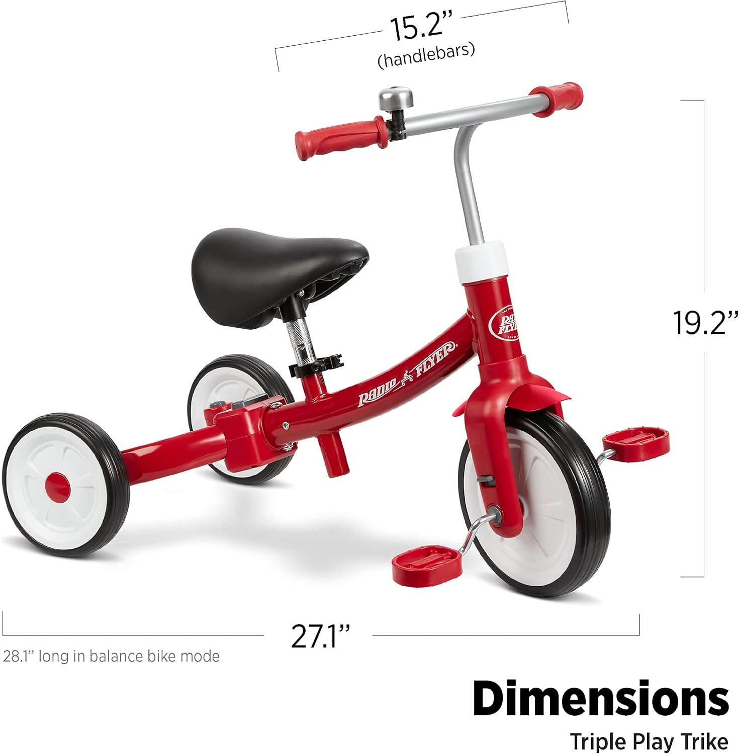 triciclo y bicicleta de equilibrio 3 en 1 Radio Flyer con asiento acolchado