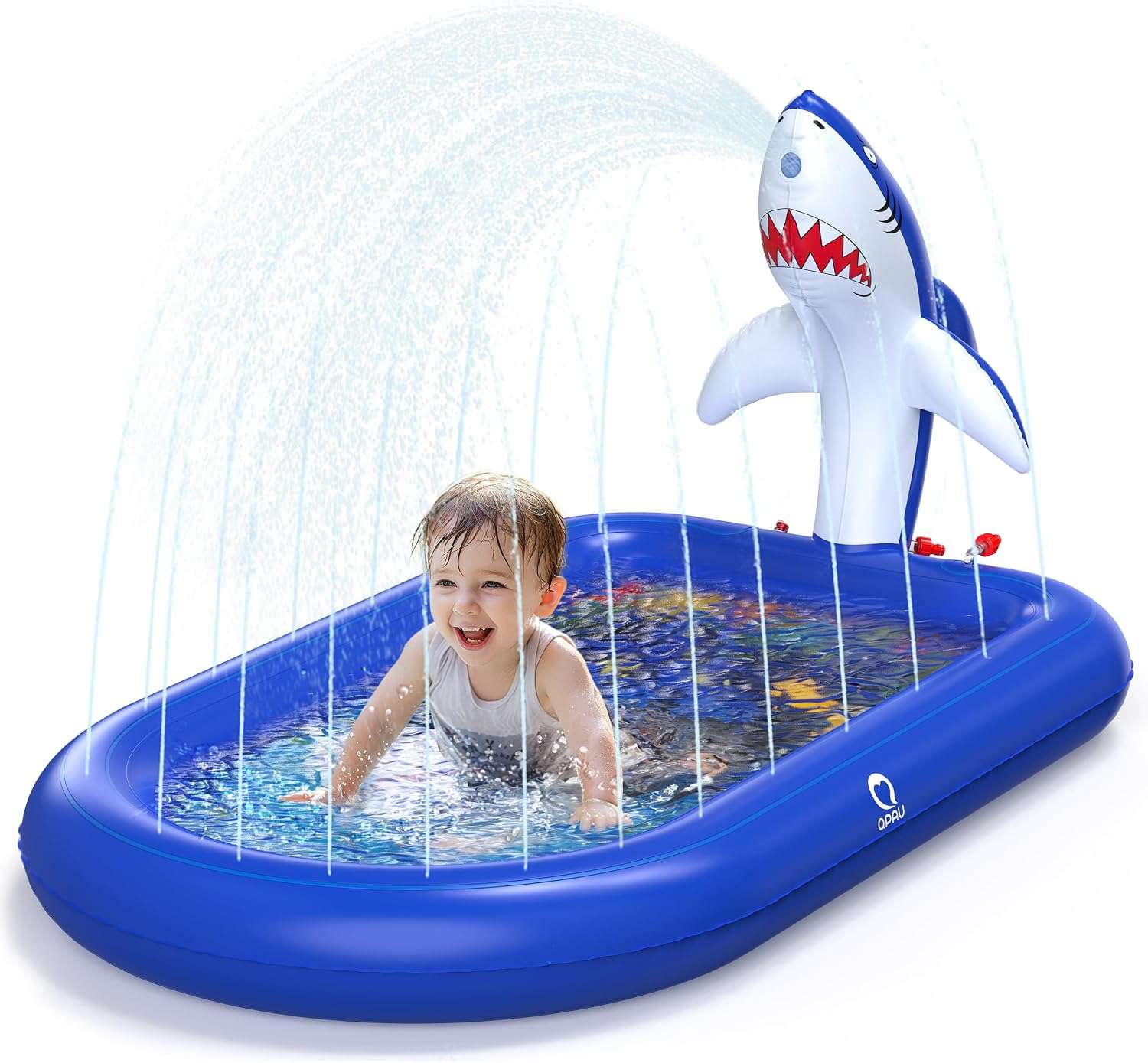 piscina inflable con aspersor y tapete de agua con diseño de elefante rosa para niños pequeños