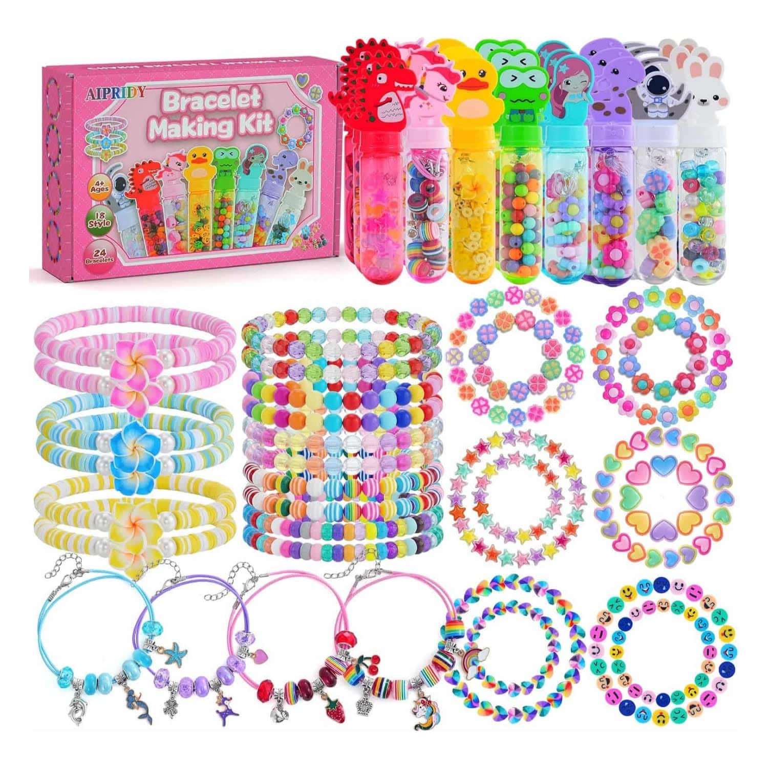 kit creativo de cuentas y fabricación de pulseras con dijes de animales para niños