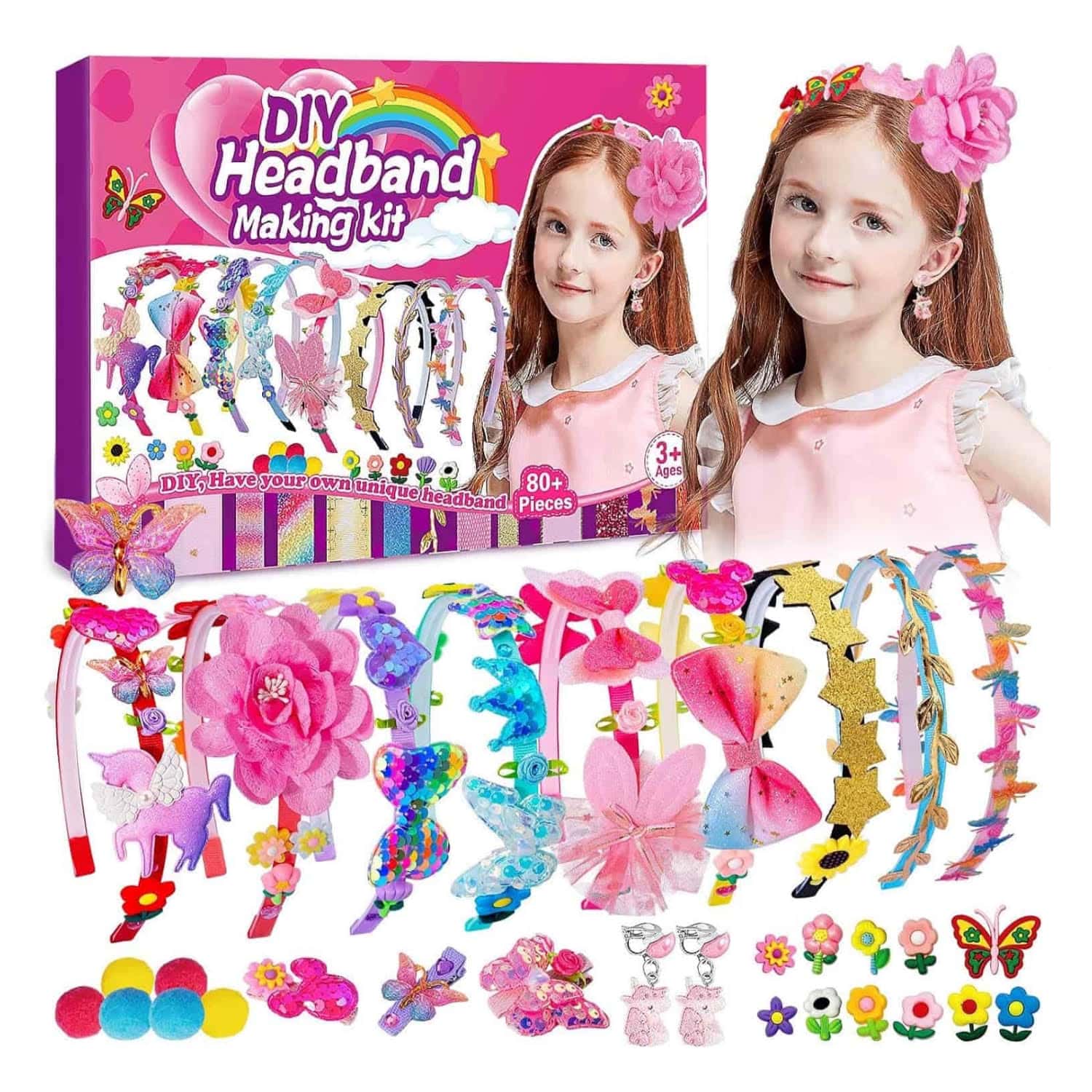 kit de fabricación de diademas y accesorios para el cabello con decoraciones brillantes para niñas