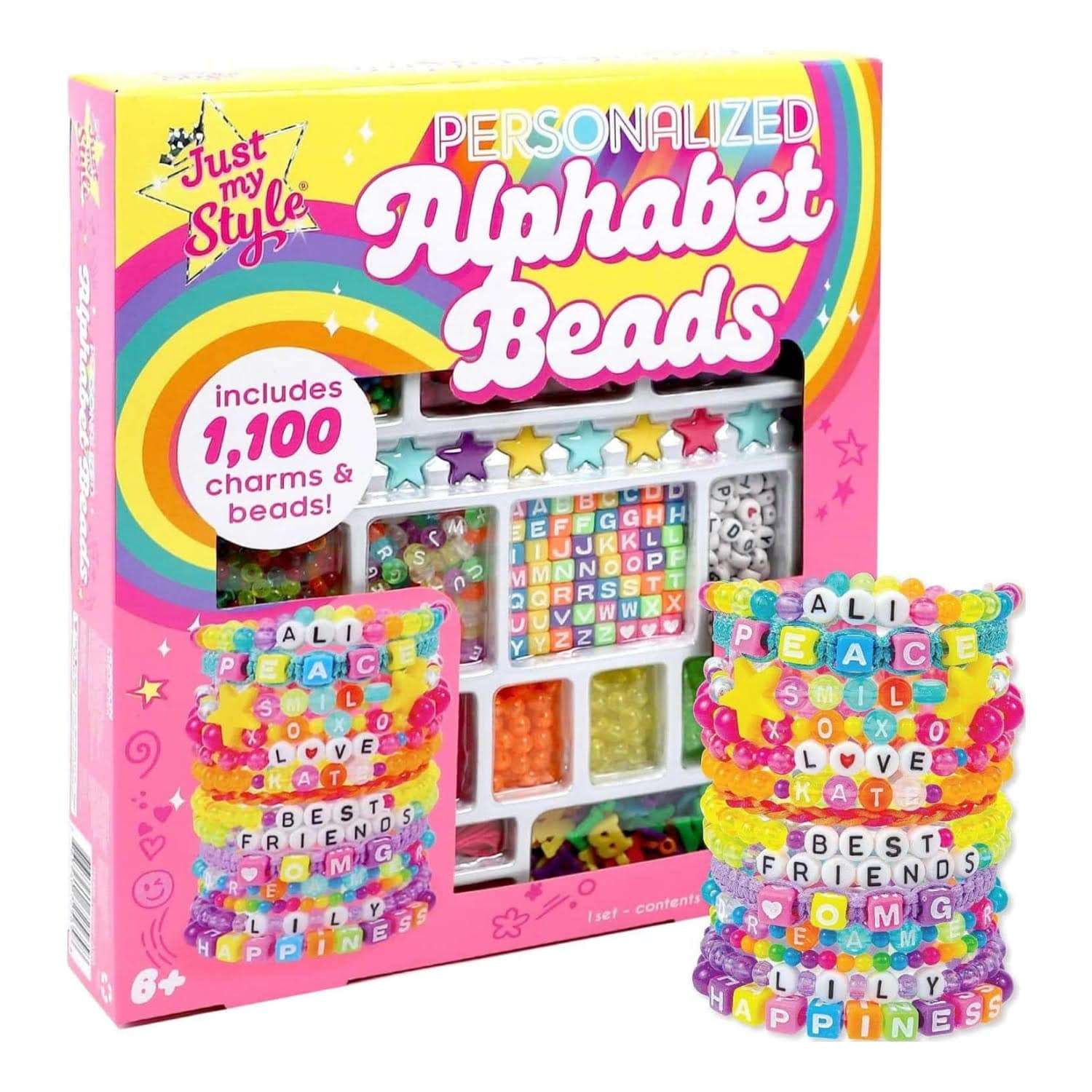 kit de cuentas con más de 1000 piezas y letras del alfabeto para crear pulseras y joyas
